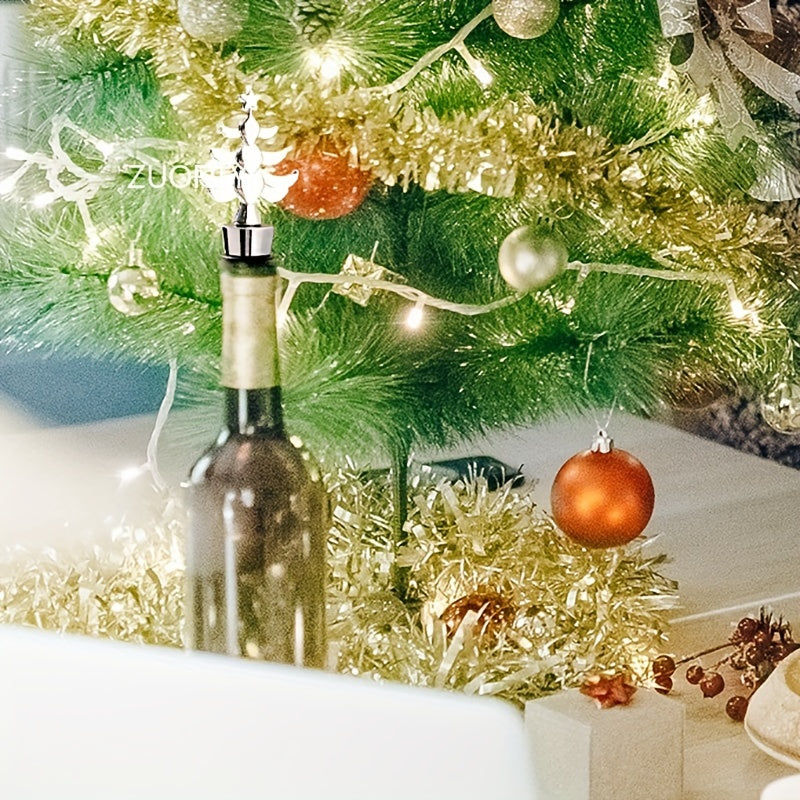4pcs Christmas Wine Stoppers, Deer, Tree, Snowman Design