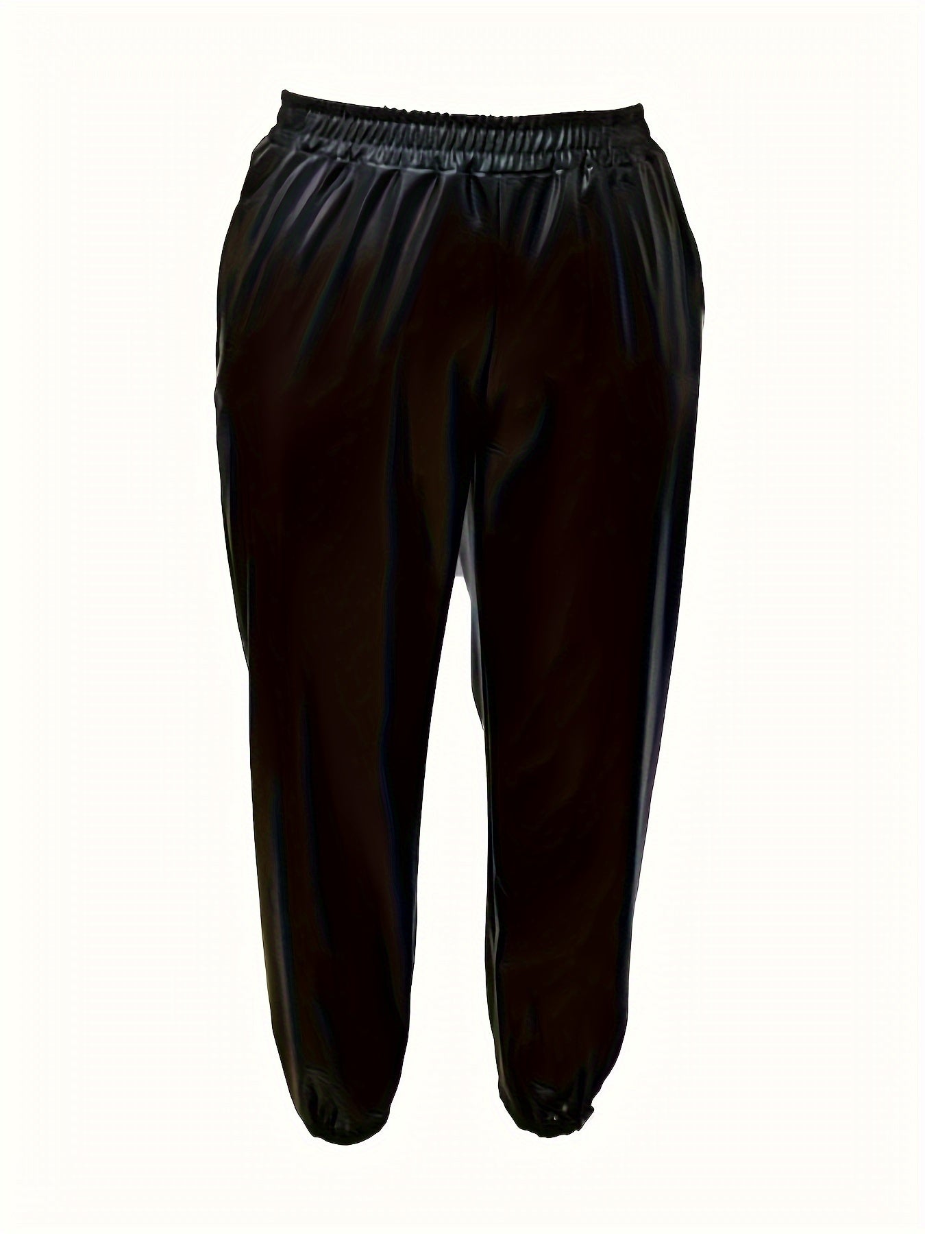  PU Leather High Rise Joggers With Pockets