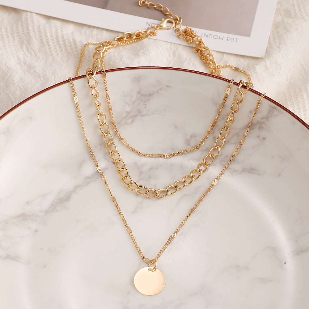 Women's Chain Disc Layered Necklace for Party