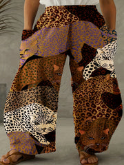 Leopard Print High Rise Wide Leg Pants