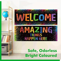 2pcs Confetti Classroom Banner Posters Bulletin Board Decoration