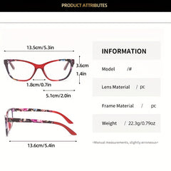 Retro Floral Cat Eye HD Reading Glasses for Women