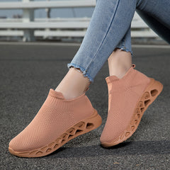 Women's Breathable Knit Sneakers Lightweight Slip On Shoes