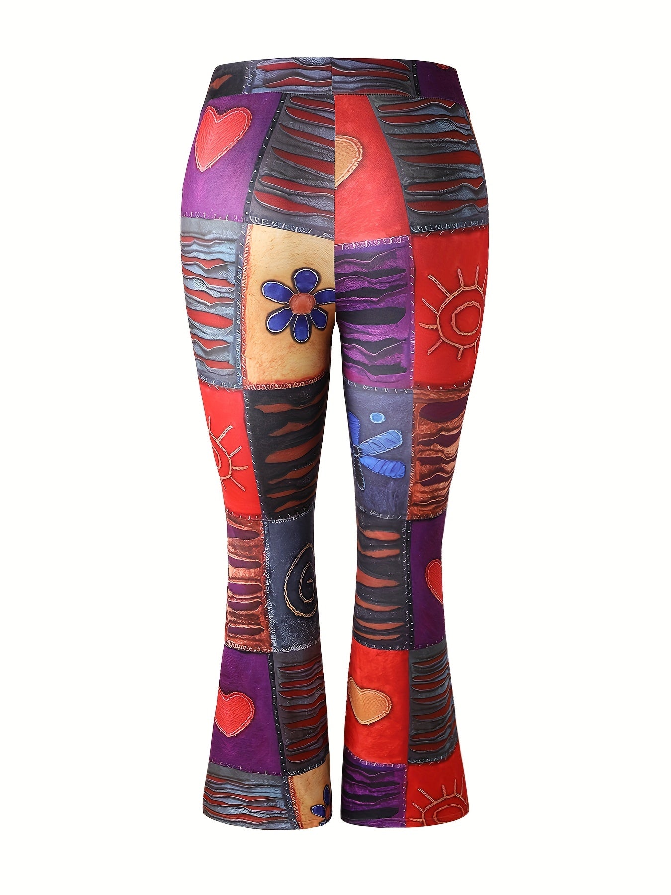  Pants Women's Plus Patchwork Flared Leg Trousers