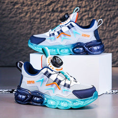 Girl's Block Basketball Shoes Rotating Buckle Breathable Non Slip Sneakers