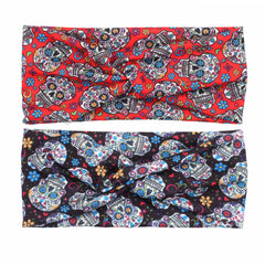 Halloween Skull Pattern Headband Cross Knot Hair Accessories
