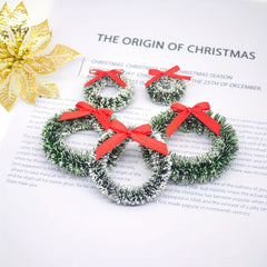 Christmas Wreath Pendant Mini Linen Circle Plastic Strip Artificial Flower
