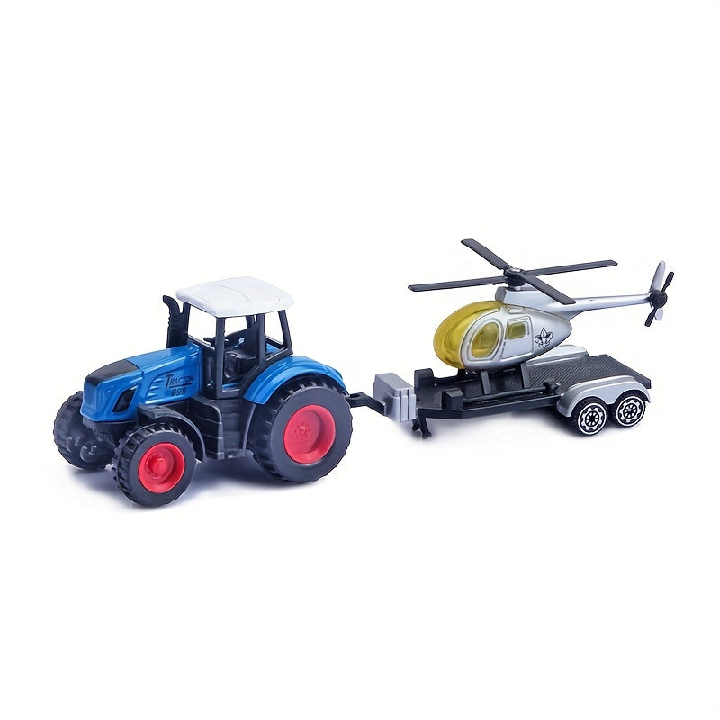 Kids Toy Car Farmer's Model Pull Back Aircraft Yacht Cargo Trailer
