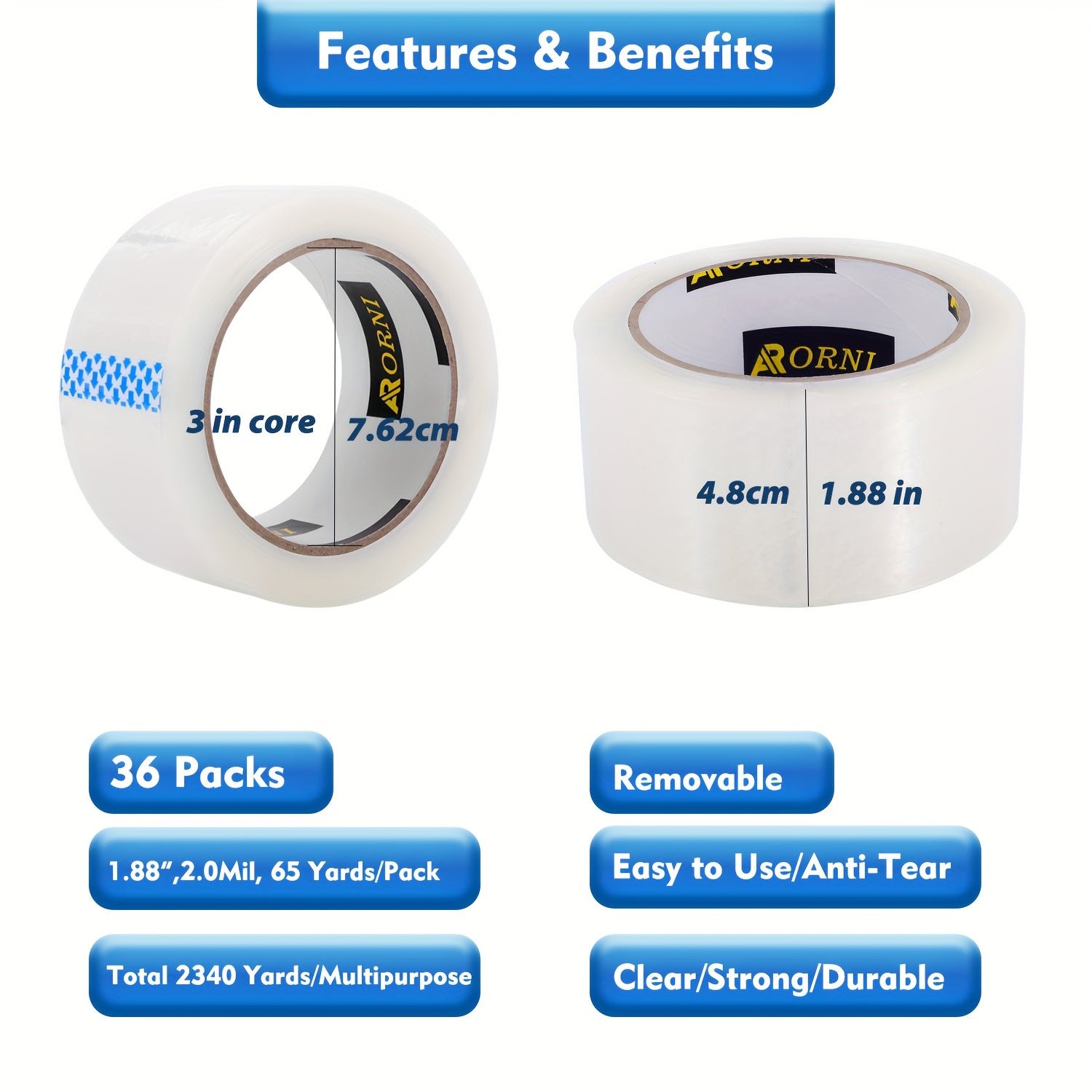 6pcs Adhesive Tape Transparent Sealing Tape Roll