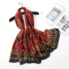 Vintage Paisley Print Scarf Satin Windproof Head Wrap