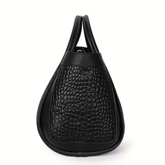 Crocodile Embossed Large Capacity Zipper Tote Bag