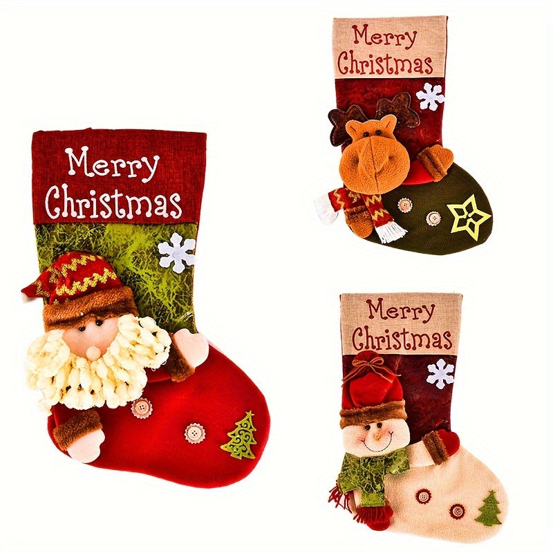 Christmas Socks Santa Claus Snowman And Elk Socks Candy Bags