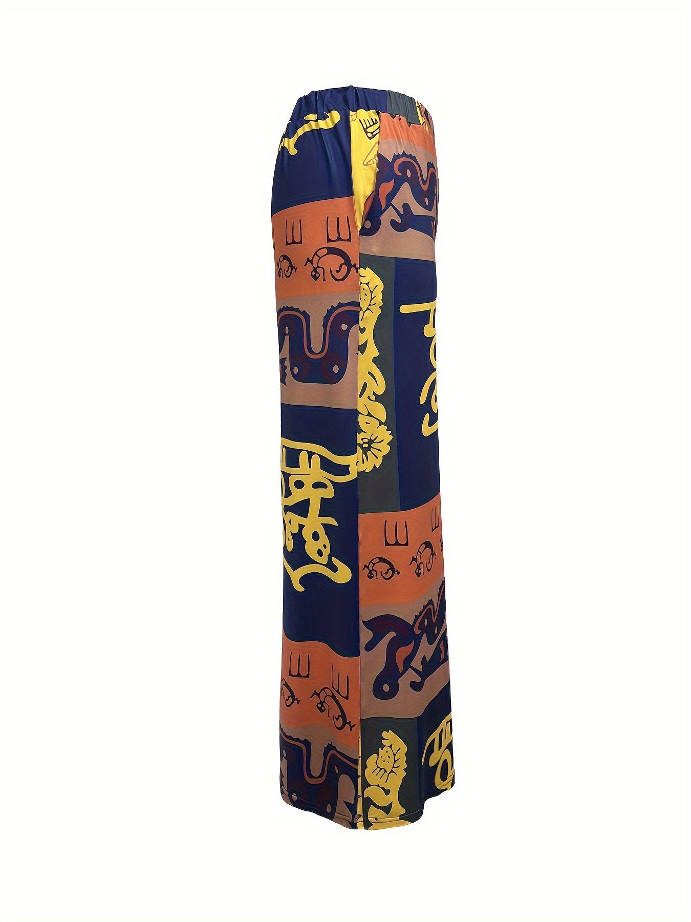 Boho Patchwork Print Wide Leg Trousers