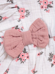 Cotton Bow Flutter Sleeve Floral Baby Dress