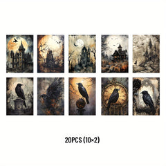 20pcs Dark Crow Castle Paper Material Non Sticky Base Decoration