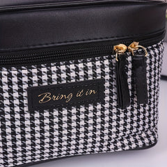Plaid Handheld Cube Travel Cosmetics Wash Bag Canvas Portable Storage Bag