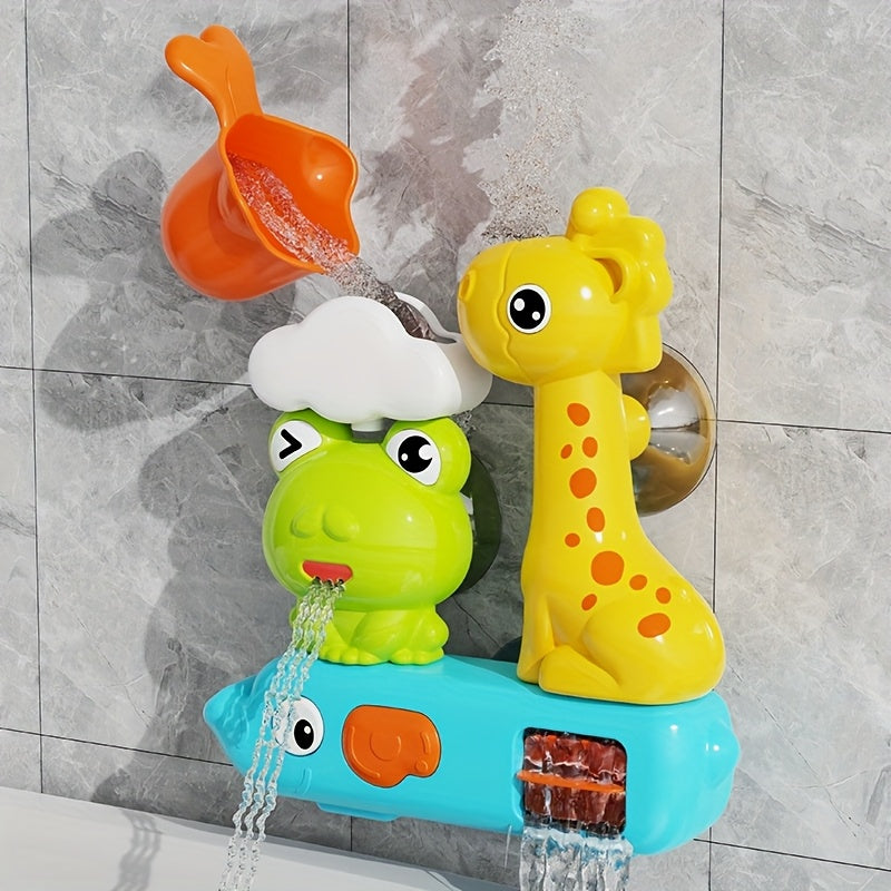 Interactive Suction Cup Bath Time Toy with Water Spoon