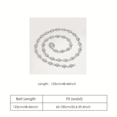 Boho Carved Waist Chain Vintage Silvery Metal Chain Belt Adjustable Body Jewelry