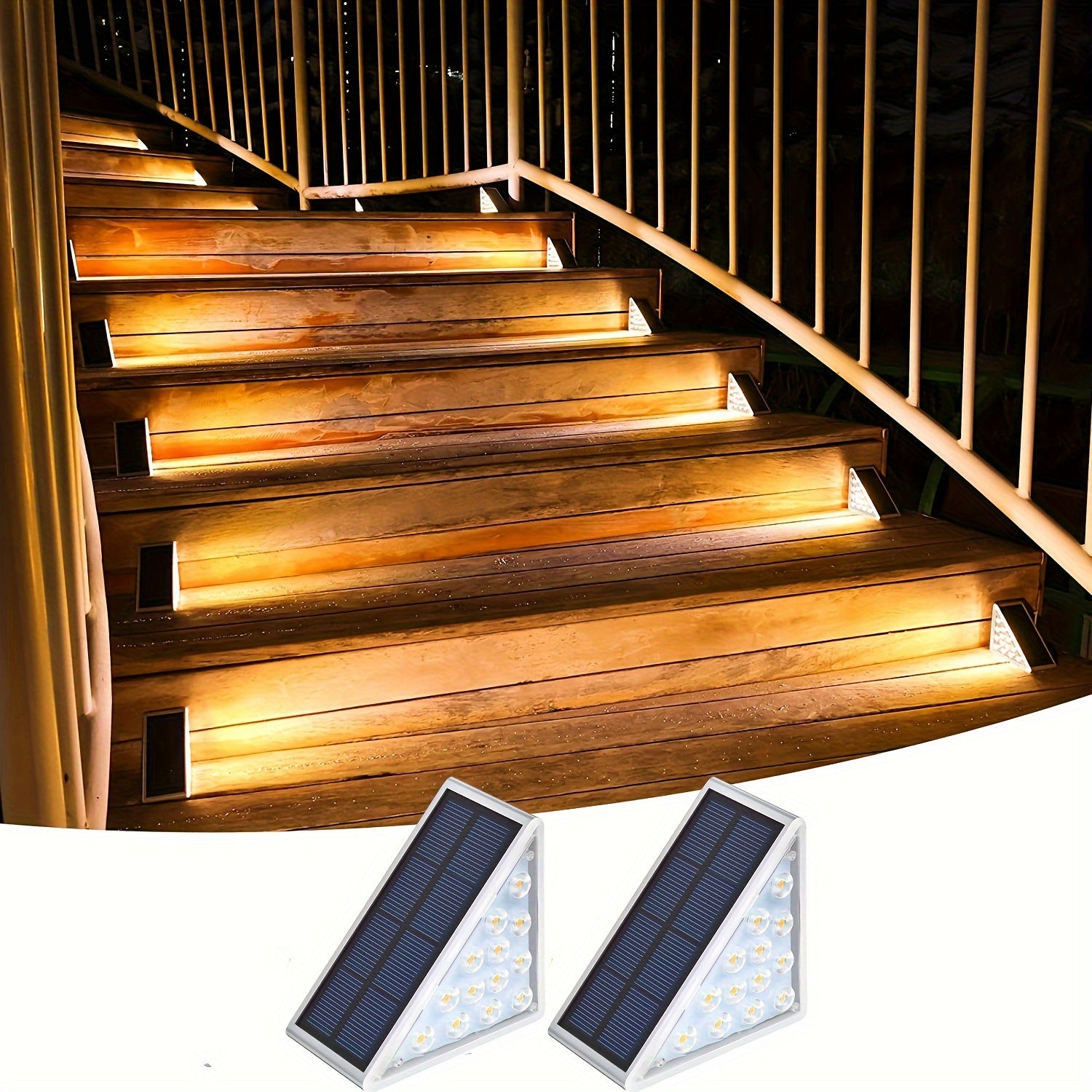 Solar Step Lights Outdoor Stair Lights Waterproof Auto On Off Decoration Lights
