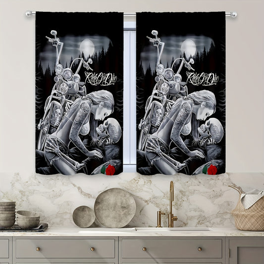 2pcs Robot Love Curtains Rod Pocket Window Drapes