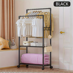 Double Pole Coat Rack 2 Layer Clothes Rack Standing Hat Rack Shoes And Hats Rack