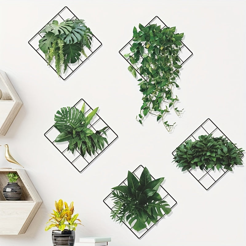 6pcs Mesh Green Pothos Wall Stickers PVC Self-adhesive