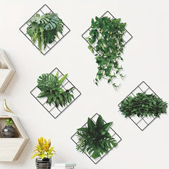 6pcs Mesh Green Pothos Wall Stickers PVC Self-adhesive