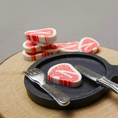 Mini Steak Statues Resin Material for Fairy Garden Doll House DIY