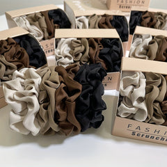 8pcs Solid Silk Hair Tie Vintage Ponytail Holder Elastic Headwear