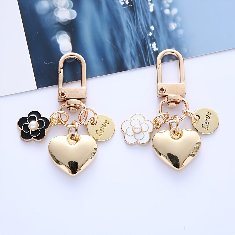 Heart and Floral Shapes Keychain for Women and Men