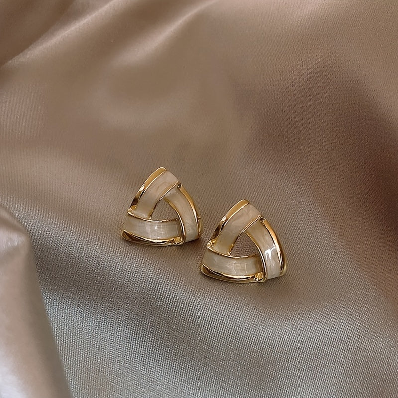 Alloy Triangle Stud Earrings Female Temperament Ear Jewelry 1Pair