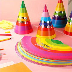 10 Rainbow Happy Birthday Party Hats