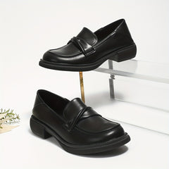 Women's Chunky Loafers Round Toe Slip On Shoes