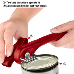 Easy Grip Manual Can Opener with Safety Lid for Kitchen Use