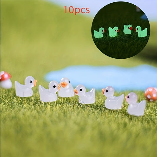 10pcs Luminous Duckling Doll Garden Statue Resin Ornament