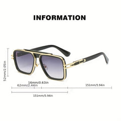 Vintage Men's Square Driving Sunglasses UV400 With Case