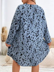  Leopard Print V Neck Loose Fit Mini Dress
