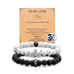 Natural Stone Matching Couple Bracelets for Him & Her High Stretchy C