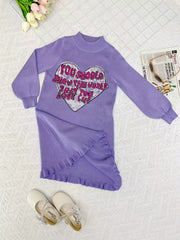 Girls Knitted Heart Jacquard Sweater Dress for Autumn and Winter