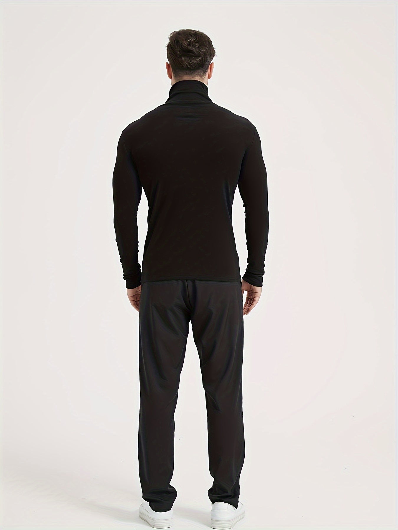 2pcs Men's Long Sleeve Turtleneck Thermal Base Layer - Winter Workout Essential