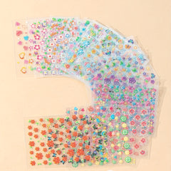 30pcs Floral Nail Art Stickers Various Flower & Cartoon Designs