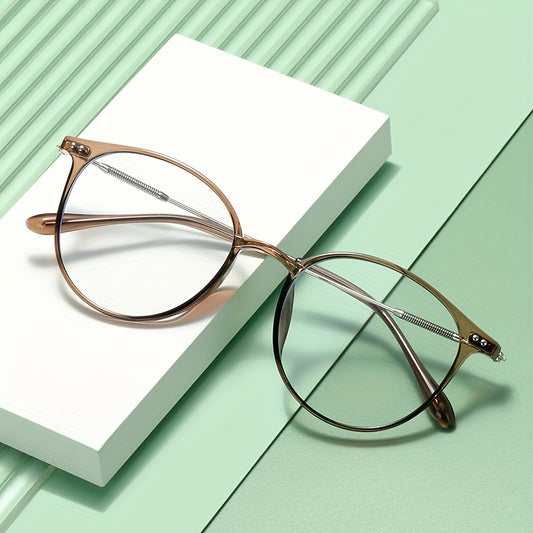 Vintage Round Light Blocking Glasses For Women Computer Glasses Oversize Eyewear