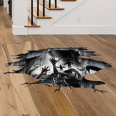 3D Halloween Floor Wall Decal Spooky Halloween Wall Decoration