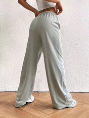  Colorblock Wide Leg Tie Front Pants