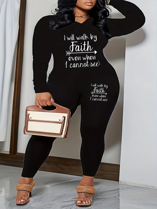  Slogan Print Top & Leggings Set