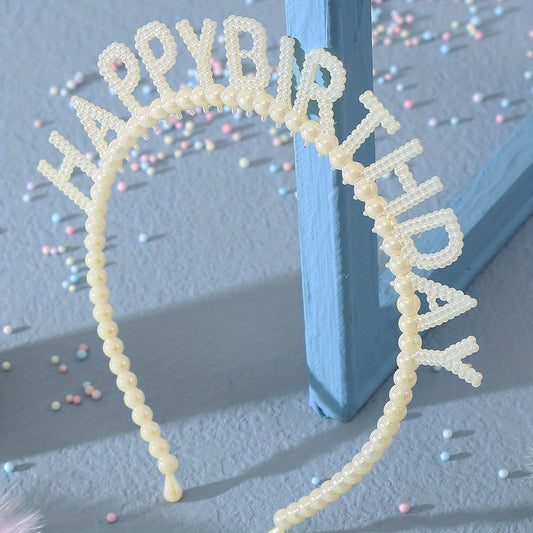 Children's Birthday Party Plastic Headband Pearl Headwear