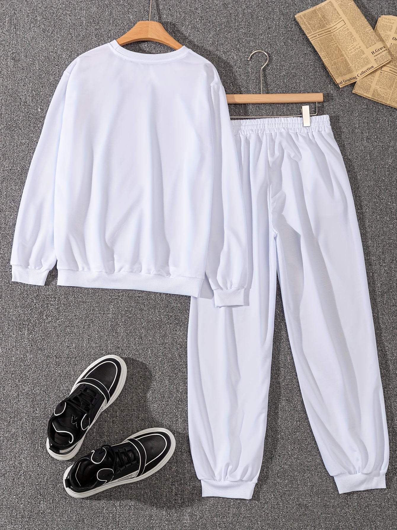 Men's 2pcs Solid Casual Hoodie & Sweatpants Set for Autumn Winter