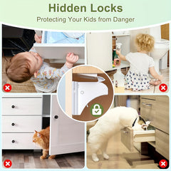 Child Safety Magnetic Cabinet Locks - Baby Proofing Drawer Locks
