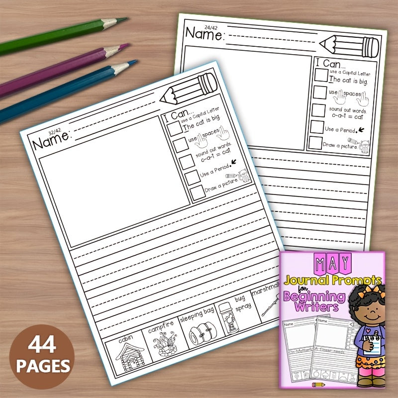 Engaging Kindergarten Journal - 44 Pages of Prompts for Writing & Drawing