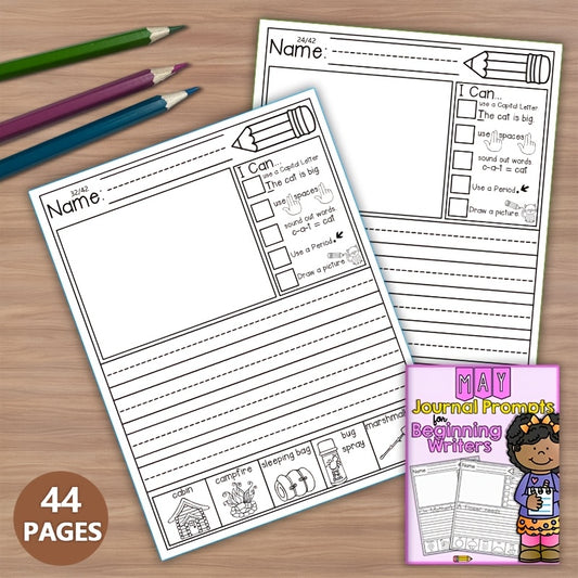 Engaging Kindergarten Journal - 44 Pages of Prompts for Writing & Drawing